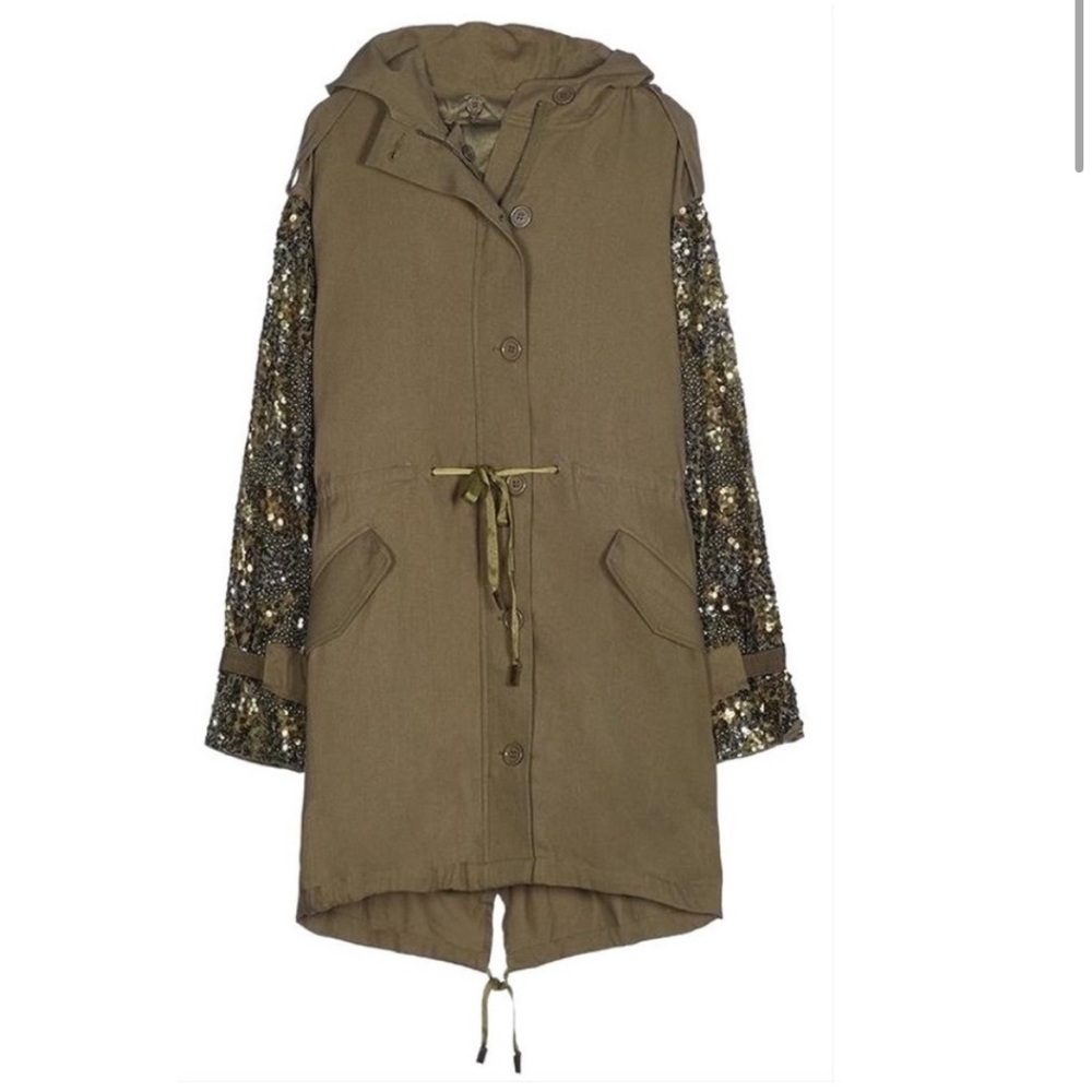 JOIE Tadita Embellished-Sleeve Coat with Sequins